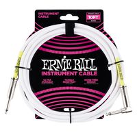 Ernie Ball 10' Straight / Angle Instrument Cable - White