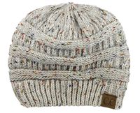 C.C Trendy Warm Chunky Soft Stretch Cable Knit Beanie Skully, Confetti Oatmeal