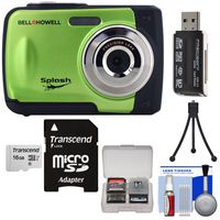Bell & Howell Splash WP10 Shock & Waterproof Digital Camera (Green) with 16GB Card + Tripod + Reader + Kit
