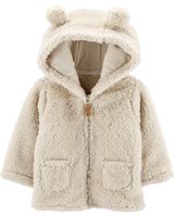 Carter's Zip-Up Sherpa Cardigan Jacket, Oatmeal Sherpa, 24 Months