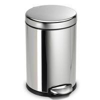 simplehuman 4.5 Liter / 1.2 Gallon Stainless Steel Round Bathroom Trash, Polished step can, 4-1/2L