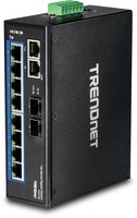 TRENDnet 10-Port Hardened Industrial Gigabit DIN-Rail Switch, DIN-Rail and Wall mounts Included, Dual redundant, RJ-45/SFP, Lifetime Protection, TI-G102