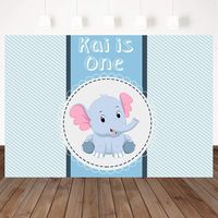 Mehofoto Baby Shower Backdrop Cute Blue Elephant Photography Background 7X5ft Plaid Gender Reveal Party Decoration Girls Baby Shower Banner for Boys Girls Newborn