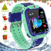 PTHTECHUS Kids Waterproof Smart Watch Phone, LBS/GPS Tracker Wrist Watch with SOS Alarm Clock Camera Touch Screen Smartwatch for 3-12 Year Old Children Girls Boys Compatible for Android iOS (Blue)