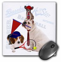 3dRose Bulldog, Papillon and Beagle Sports Theme - Mouse Pad, 8 by 8 inches (mp_127602_1)