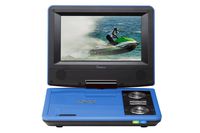 Impecca DVP775B 7 Inch Swivel Screen, Portable DVD Player, with Rechargeable Battery, SD Card Slot and USB Port, Blue