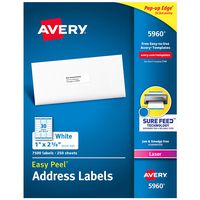 Avery Address Labels with Sure Feed for Laser Printers, 1" x 2-5/8", 7,500 Labels (5960)