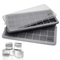 glacio Ice Cube Trays Silicone with Lids - Covered Flexible Ice Trays - Small Ice Cube Molds for Chilled Drinks, Whiskey & Cocktails - Stackable, Dishwasher Safe, BPA Free Mold Tray - Set of 2