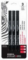 Zebra Pen Zensations Calligraphy Pen, Assorted Points, Chisel Tip, Water-Resistant Black Ink, 3-Pack