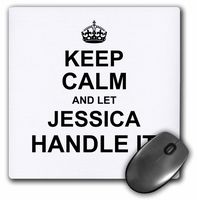 3dRose Keep Calm and Let Jessica Handle it, Funny Personal Name, Mouse Pad, 8" by 8" (mp_233346_1)