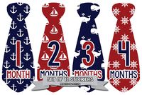Months In Motion Monthly Baby Tie Stickers - Boy Month Milestone Necktie Sticker - Shower Gift - Photo Prop - Infant Keepsakes - Style 732