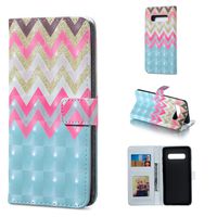 Amocase Wallet Leather Case with 2 in 1 Stylus for Samsung Galaxy S10 Plus,Premium Slim Cute 3D Painting Shockproof Magnetic PU Leather Card Slot Stand Case - Colorful Waves