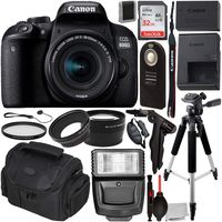 Canon EOS 800D DSLR Camera with 18-55mm is STM Lens & Essential Accessory Bundle - Includes: SanDisk Ultra 32GB SDHC Memory Card + Wide Angle Lens Attachment + Telephoto Lens Attachment + More