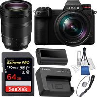 Panasonic Lumix DC-S1R Mirrorless Digital Camera with 24-105mm Lens with Starter Accessory Bundle - Includes: SanDisk Extreme PRO 64GB Memory Card & Much More