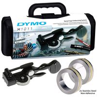 DYMO Tapewriter Metal Tape Embosser (M1011) with 2 Stainless Steel Non Adhesive Tape Cassettes