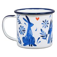 Folklore Woodland Watercolor Durable Travel Enamel Beverage Mug, Hare