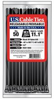 US Cable Ties RSD11B50 11-Inch Releasable Ties, UV Black, 50-Pack