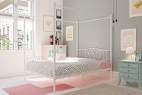 DHP Canopy Metal Bed with Sturdy Bed Frame, White, Full