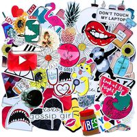 Cute Stickers for Water Bottles, Laptop Stickers Big 50 Pack Vinyl Waterproof Aesthetic Fashion Stickers for Teens Girls Laptop,Phone,Travel Extra Durable