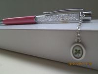 Four Leaf Clover Pen with White Crystal (Pink)