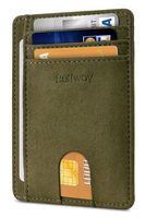 Slim Minimalist Leather Wallets for Men & Women - At Sahara Desert Green
