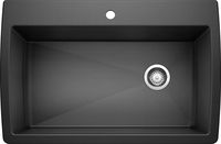 BLANCO 440194 Diamond Super Single Silgranit Drop-in or Undermount Kitchen Sink, 32.5" X 22", Anthracite
