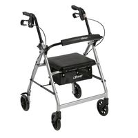Drive Rollator Rolling Walker with 6" Wheels, Fold Up Removable Back Support and Padded Seat, Silver, Model - R726SL
