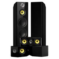 Fluance Signature Series Surround Sound Home Theater 5.0 Channel Speaker System Including Three-Way Floorstanding Towers, Center Channel, and Bipolar Speakers - Black Ash (HF50BB)