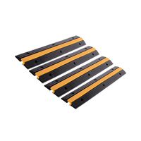 FCOME 4 Pack Rubber Cable Ramp Hose Cable Protector Ramp 1 Channel 11000Lbs Load Capacity Traffic Speed Bump Wires Power Lines Extension Cord Cover for Indoor Outdoor