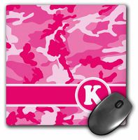 3dRose LLC 8 x 8 x 0.25 Inches Mouse Pad, Cute Pink Camo Camouflage Letter K (mp_165833_1)