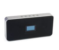 Jumbl Super Slim Crystal-Clear-Sound Pocket Size Portable Stereo Speaker & Digital Tuner FM Radio/Clock and Alarm Clock, with Micro-SD Card Slot