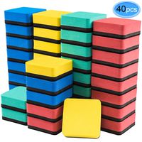 Dry Erase Erasers, 40 Pack Magnetic Whiteboard Dry Erasers Chalkboard Cleaner Wiper for Classroom Home Office, 4 Assorted Colors(Blue, Red, Green, Yellow) by EAONE