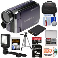 Bell & Howell DV30HD 1080p HD Video Camera Camcorder (Purple) with 16GB Card + Battery + Case + Tripod + LED Video Light + Kit