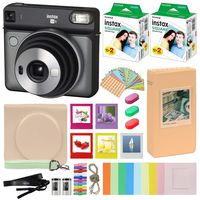 Fujifilm Instax Square SQ6 - Instant Camera Graphite Gray with Carrying Case + Fuji Instax Film Value Pack (40 Sheets) Accessories Bundle, Color Filters, Photo Album, Assorted Frames + More