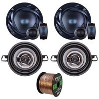 Two Sets of Car Audio Speakers - Autotek ATS65C ATS 6.5 Inch 300w Car Stereo Speaker + Crunch CS35CX 150w 3.5" 4 Ohm Audio Coaxial Speaker + Enrock 50ft Speaker Wire