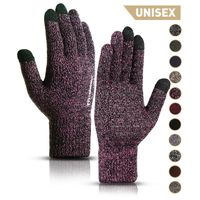 TRENDOUX Winter Gloves for Women, Knit Touch Screen Glove Texting Smartphone Driving - Anti-Slip - Elastic Cuff - Thermal Soft Wool Lining - Hands Warm in Cold Weather - Rose - M