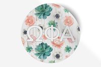 Omega Phi Alpha Sticker Greek Sorority Decal for Car, Laptop, Windows, Officially Licensed Product, Monogram Design 5" x 5" - Succulents Floral