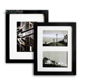 The Display Guys ~2pcs 11x14 inch Matte Black Solid Pine Wood Photo Frame, Luxury Made Affordable, Tempered Glass,with White Core Mat Boards, 2 for 8"x10" Picture + 2 Collage Mat for 5x7 Pictures