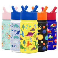 Simple Modern 14oz Summit Kids Water Bottle Thermos with Straw Lid - Dishwasher Safe Vacuum Insulated Double Wall Tumbler Travel Cup 18/8 Stainless Steel -Sunshine Dino