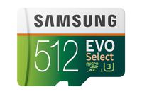 Samsung 512GB 100MB/s (U3) MicroSDXC Evo Select Memory Card with Adapter (MB-ME512GA/AM)