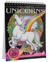 ColorIt Colorful Unicorns Adult Coloring Book - 50 Single-Sided Pages, Thick Smooth Paper, Lay Flat Hardback Covers, Spiral Bound, USA Printed, Hand Drawn Unicorn Coloring Pages