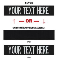 Custom Uniform Name Tapes, 50 Fabrics to choose from! Made in the USA! SHIPS UNDER 24 HRS! Black, 3.5" Sew On (TEXT ONLY)