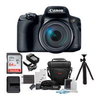 Canon PowerShot SX70 HS 65x Optical Zoom Digital Camera Bundle with 64GB Memory Card, Camera Case, Battery and Charger, Tripod and Accessory Bundle