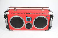 Bumpboxx Flare8 Red Bluetooth Boombox Speaker w/ Wireless Microphone