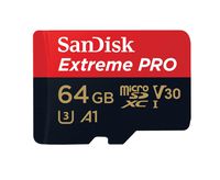 SanDisk Extreme PRO microSDXC Memory Card Plus SD Adapter up to 100 MB/s, Class 10, U3, V30, A1 - 64 GB