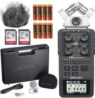 Zoom H6 Portable Recorder Kit with Ivation Hairy Outdoor Windshield and Batteries and 32GB SDHC Memory Card Ultra