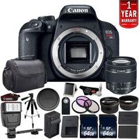Canon EOS Rebel T7i Digital SLR Camera with 18-55mm Lens 1894C002 - Bundle with 2X 64GB Memory Cards + 1x 64GB Memory Card + Spare Battery + More