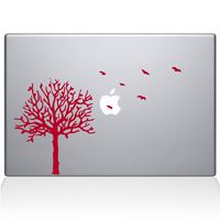 The Decal Guru 2094-MAC-13X-DR Tree with Birds Decal Vinyl Sticker, Red, 13" MacBook Pro (2016 & Newer)