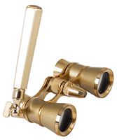 Levenhuk Broadway 325N Opera Glasses (Gold Theater Binoculars with LED Light and Extendable Handle)