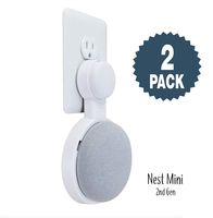 The Mini Genie for Google Nest Mini (2nd Gen) | Multi-Pack Disc. | Lowest Profile | No Ugly Bulk | Vertical or Horizontal | Outlet Wall Mount Hanger Stand (White, 2-Pack)